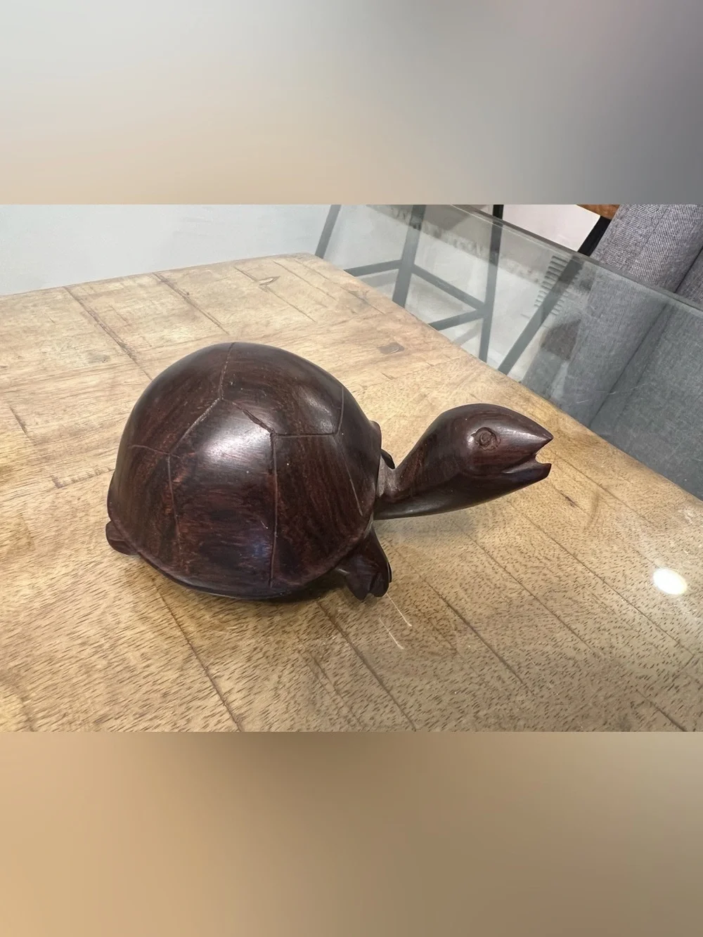 Vintage Hand-Carved Ironwood Tortoise wood Figurine Sculpture